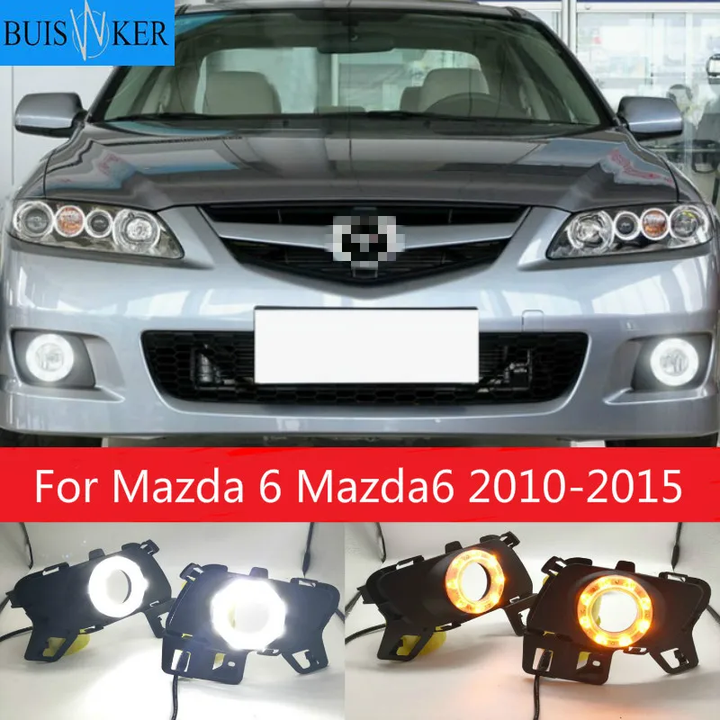 

2PCS DRL For Mazda 6 Mazda6 2010-2015 LED DRL Daytime Running Lights Daylight Fog light With Turn Signal Lamp