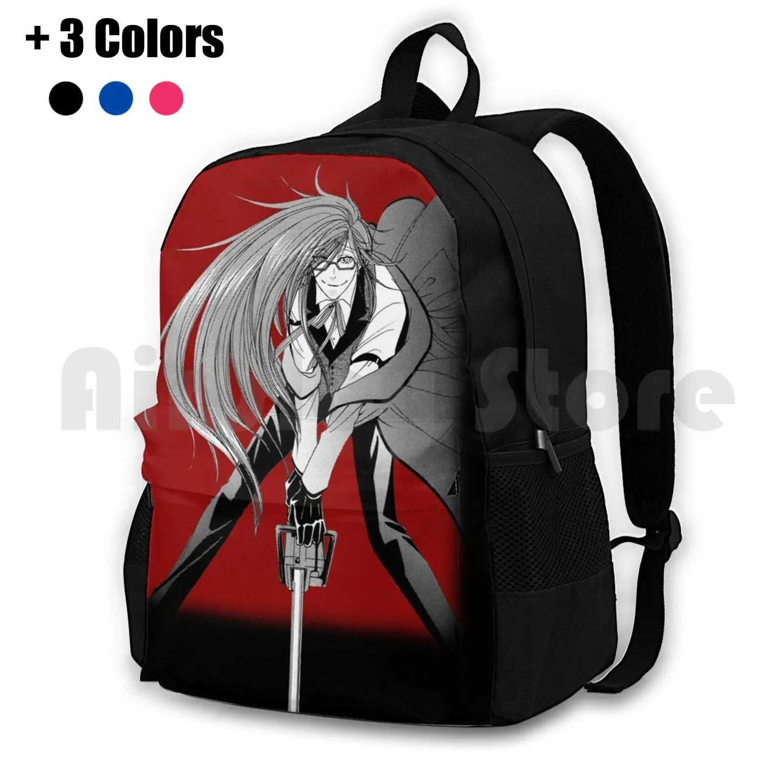 Manga Grell Sutcliff On Red Outdoor Hiking Backpack Riding Climbing Sports Bag Black Butler Black Butler Grell Sutcliff