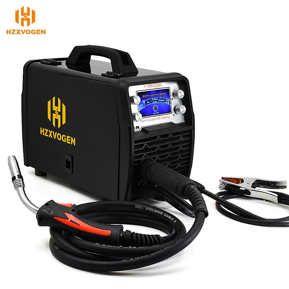 110V/220V HZXVOGEN Welding Machine LCD Multi-Function Aluminum Welder Gas & Gasless MIG TIG ARC MMA 2T 4T For 0.8-1mm Wire