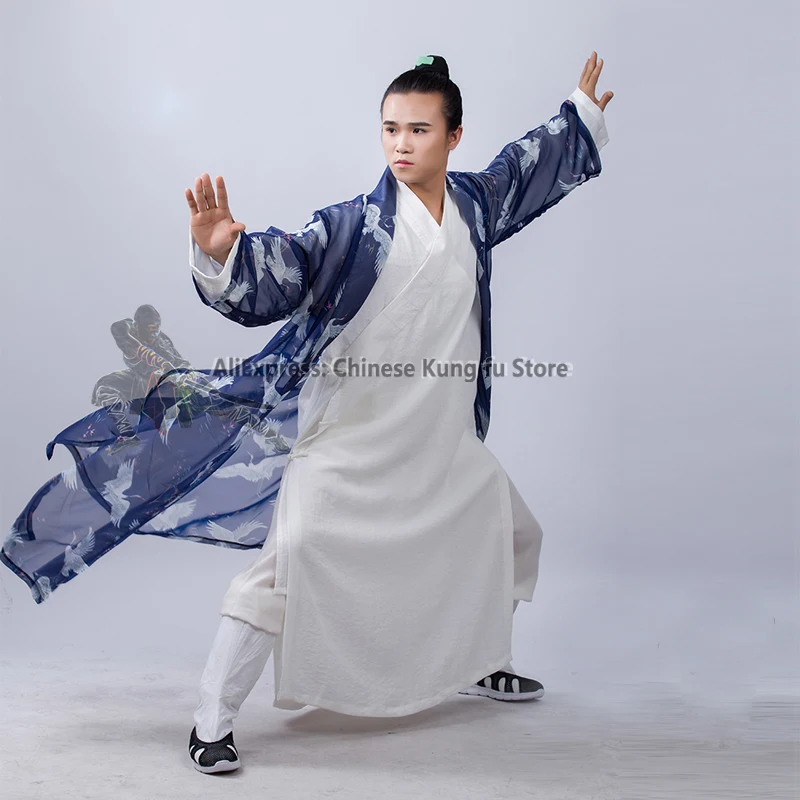 Wudang velo per cappotto esterno per uniformi Tai Chi Kung fu abito per arti marziali abito taoista abiti Wushu bellissimi modelli di gru