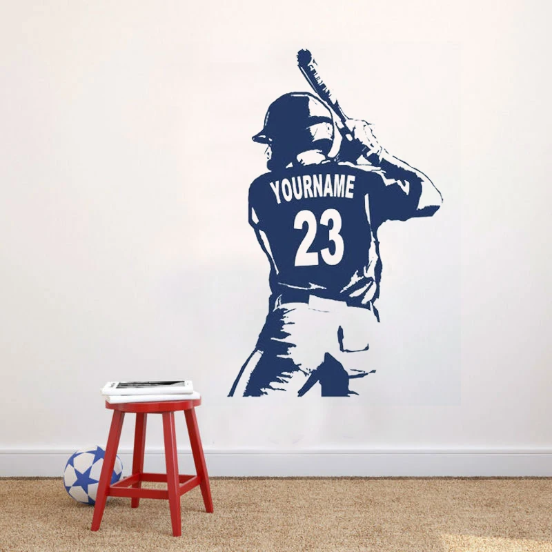 Personalized Half Baseball Player Decal Baseball Wall Art, Choose Name And Numbers, Sports Vinyl Sticker Roll E934