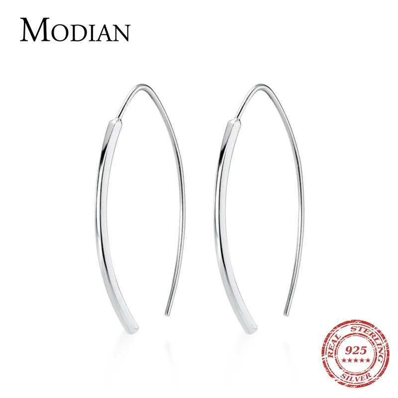 Modian gorąca sprzedaż oryginalna 925 Sterling Silver minimalizm geometryczny wzór dynda kolczyk dla kobiet luksusowa biżuteria srebrna kropla