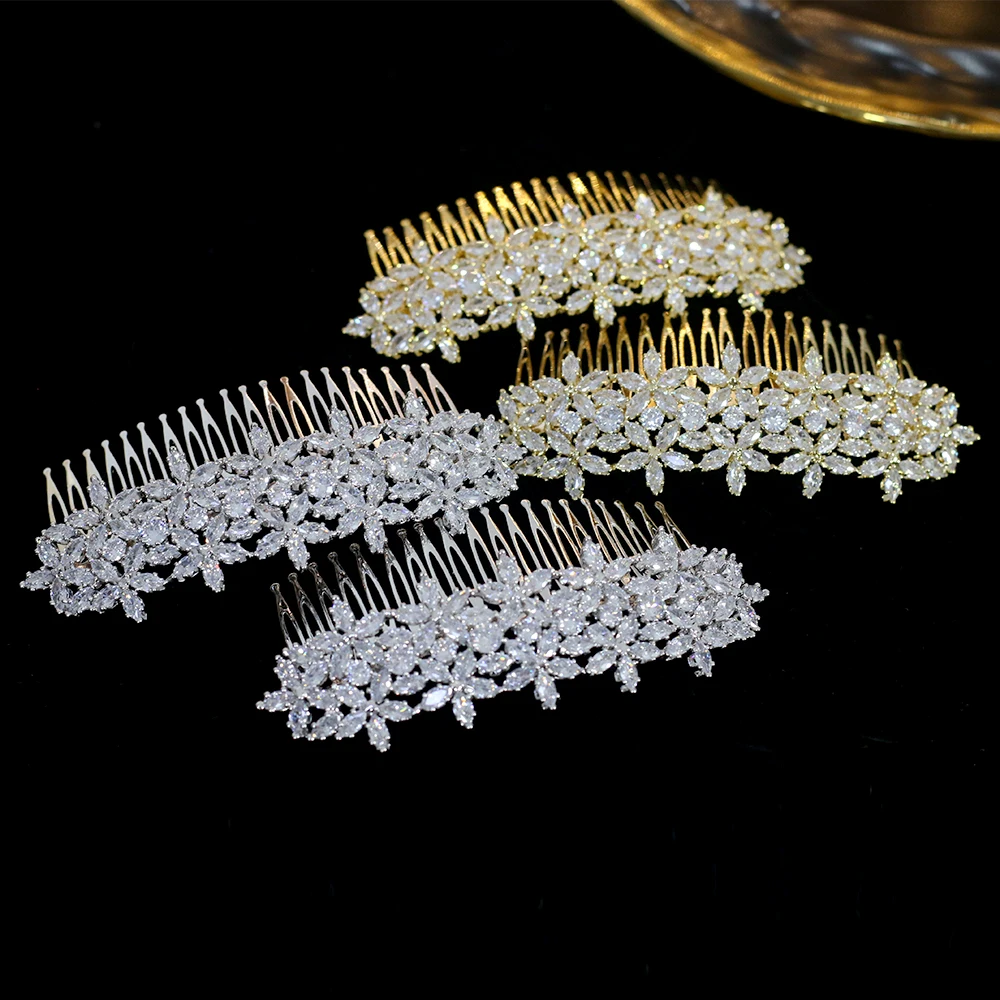 

ASNORA Luxury bride girl side comb comb zirconia headdress jewelry wedding hair accessories dinner accessories