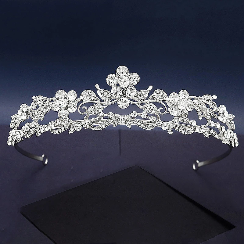 Miallo Da Sposa Accessori di Cerimonia Nuziale Corona di Strass di Cristallo Diademi e Corone per Le Donne di Colore Argento Dei Monili Dei Capelli