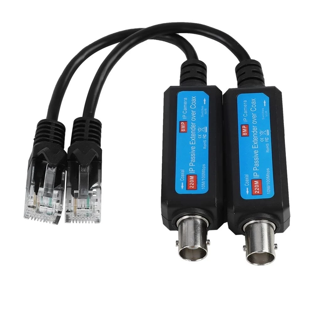 Extensor passivo sobre coaxial, Transmissor 10 Mbps, IP para receptor coaxial, Cabos de transmissão para câmera de segurança IP POE NVR