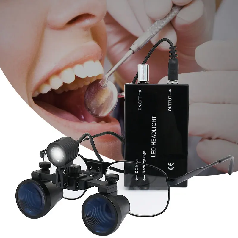 2.5X 3.5X Ultra-lightweight Dental Magnifying Glasses Powerful Surgical Headlight Dental Loupe 320-420 mm Binocular Magnifier