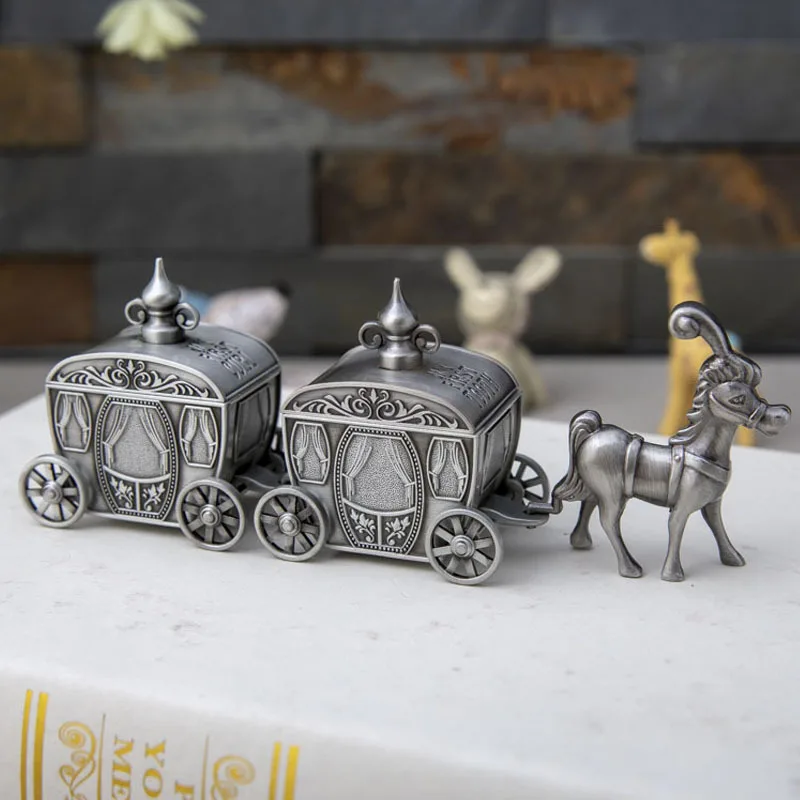 Retro Carriage Tooth Fairy Box, Baby Tooth Holder Tooth Box First Tooth and Curl Keepsake Box Baby Memory Treasure Box for Kids