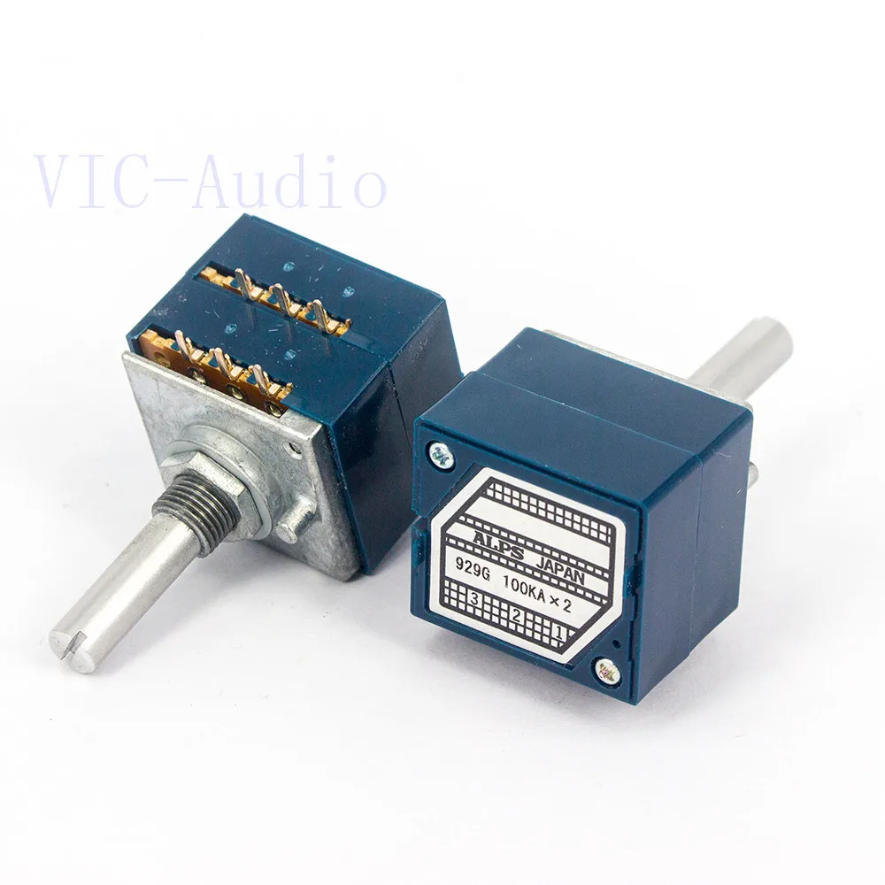 1PC Japan ALPS Potentiometer RK27 Volume LOG Stereo 2-Gang Dual 10K 20K 50K 100K 250K 500K Potentiometer Round Handle 6.0mm +PCB