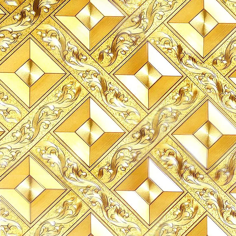 

Ceiling Wallpaper Diamond Lattice KTV Gold Foil Living Room Bar Aisle Ceiling Wallpaper Reflective papel de parede papier peint