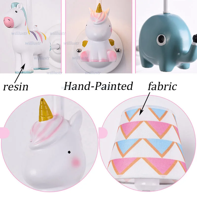 

Креативная кукла из смолы, настенное бра, очаровательная тканевая мультяшная лампа, детская спальня, детский сад, современный светильник с лошадью, медведем, слоном