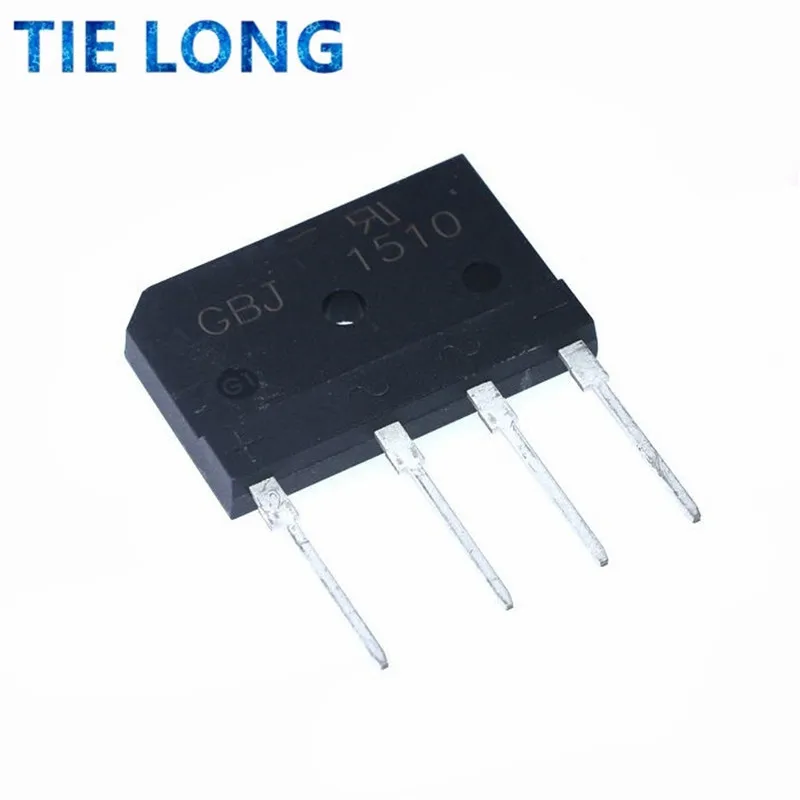 5PCS GBJ1510 15A1000V rectifier bridge stack straight plug flat bridge single-phase bridge rectifier