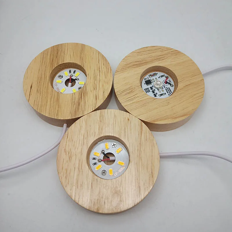 Base per lampada in legno 3D rotonda USB luce notturna calda supporto base display a LED per sfera sfera di cristallo accessori per illuminazione