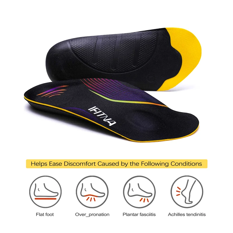 IFiTNA 1/2 Length Orthopedics Arch Support Insole Men Sneaker Flat Foot Varus Plantar Fasciitis Orthotics Shoe Inserts Heel Pain