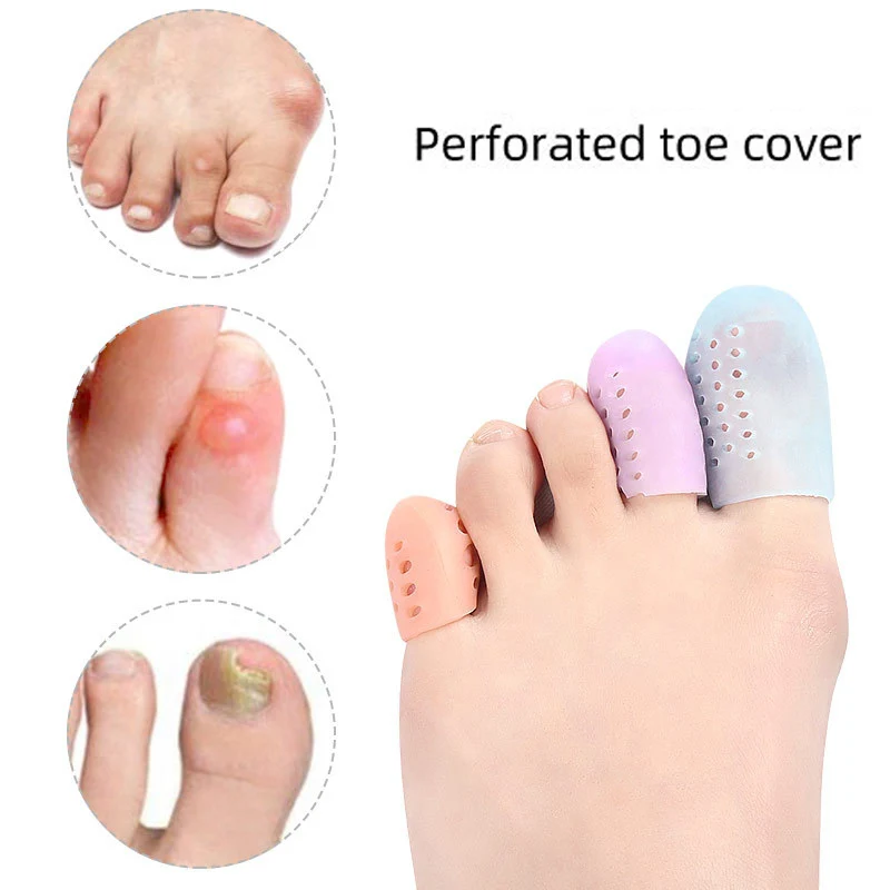 Silicone Thumb Toe Protector Sleeve Separator Toe Covers tube with Holes Feet Care Breathable Comfortable Correction Tools