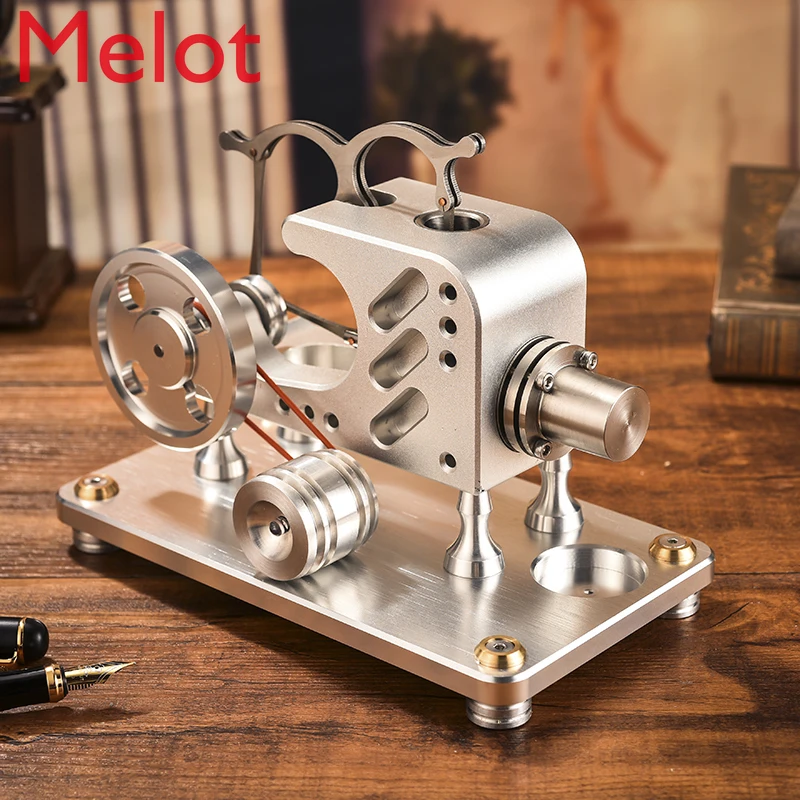 Startable Balance Type Metal Cylinder Stirling Engine Generator Miniature Mini External Combustion Engine Model Double Cylinder