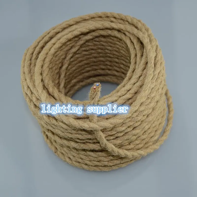 Beige 5/10/20 Meters Vintage Electrical Wire Hemp Rope Woven Textile Wire Twisted Cable Braided Wire Retro Pendant Light Line