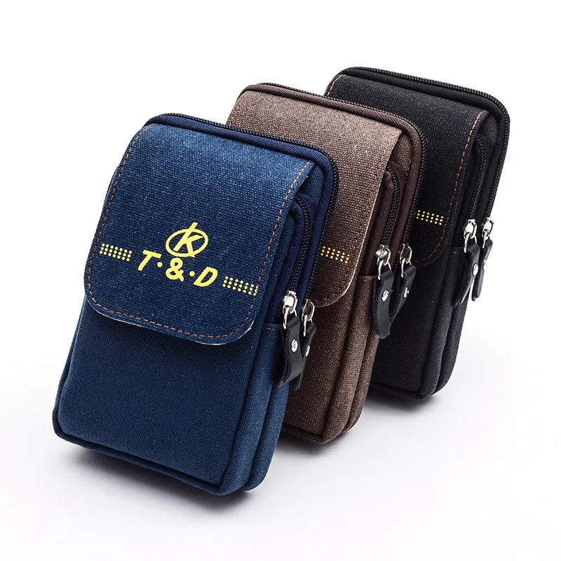 Canvas Mobile Cell Phone Case para homens, cinto masculino, saco de cintura, hip bum, fanny pack, carteira bolsa