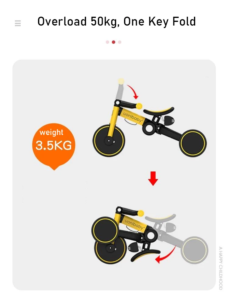 Uonibaby-cochecito de bebé 4 en 1, triciclo con Pedal, bicicleta de equilibrio de dos ruedas