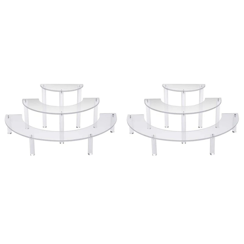 2X Transparent Removable Acrylic Cake Display Stand for Party Round Cupcake Holder Bakeware Wedding Birthday Decoration