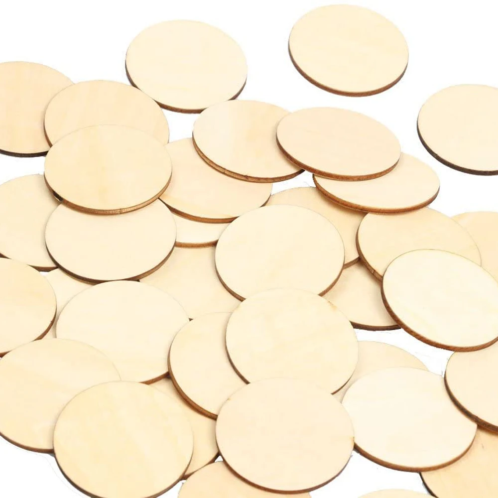 2-100Pcs Unfinished Round Wood Slices 1cm-10cm DIY Crafts Wooden Circle Discs for Christmas Painting Wedding Ornament Decor