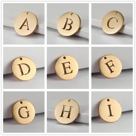 10 pcs/lot 26 Gold Color Capital Letter DIY Pendant Stainless Steel Alphabet Charm for Necklace Bracelet Earring Jewelry Making