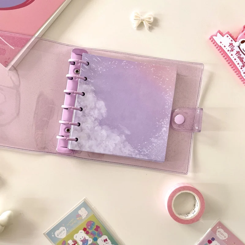 Sharkbang A7 Ring Notebook Transparent Kpop PhotoCards Idol Book Sky Refill Paper Loose Leaf Journal Bullet Dairy Agenda Planner