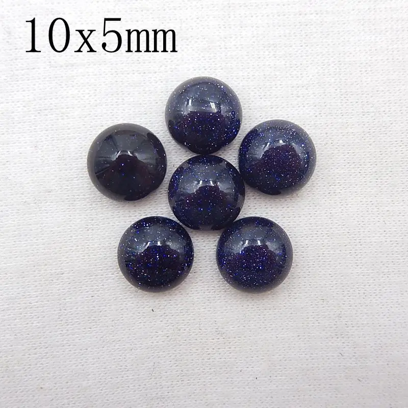 

6Pcs Natural Stone Blue Goldstone Gemstone Cabochons 10x5mm