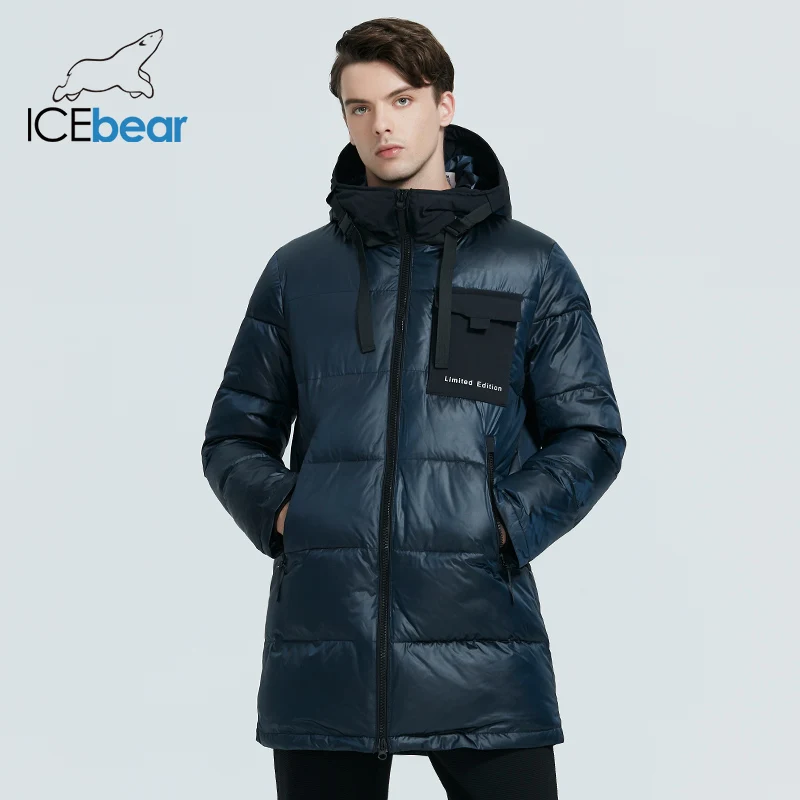 ICEbear 2022 high-quality men\'s casual hooded jacket new winter mid-length cotton coat brand men\'s clothing  MWD20923I