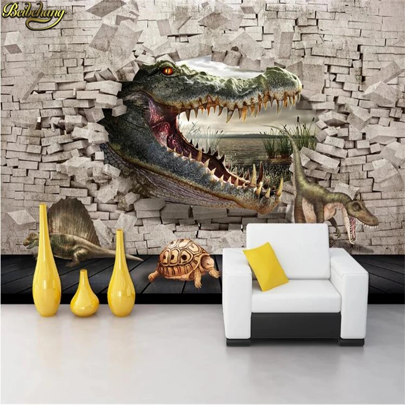 beibehang custom Tv background wall paper 3d seamless mural Crocodile dinosaur turtle murals photo wallpaper bedroom decor