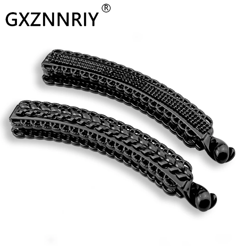 Fashion Black Rhinestone Hair Clips for Women Hair Accessories  Banana Clip Barrette Hairpin Long Hairclip Trendy Headwear Gifts