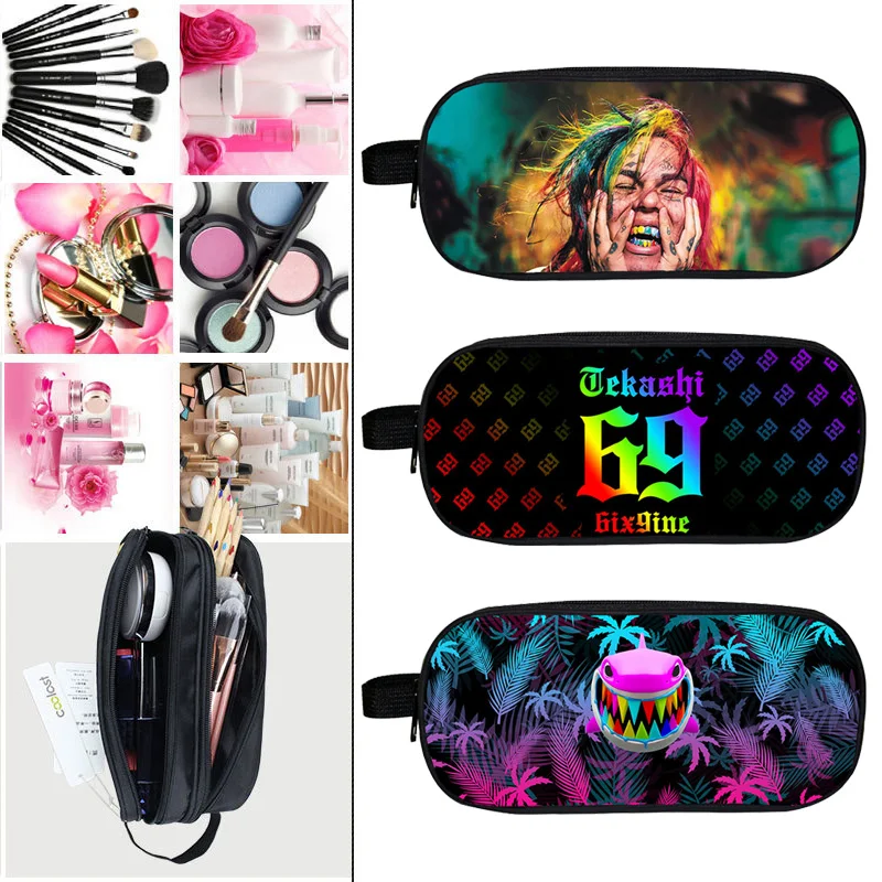 Hip-Hop Backpack 6ix9ine Tekashi GOOBA Pencil case College School Supplies box Teenage Large Stationery Bag Women Cosmetic bag