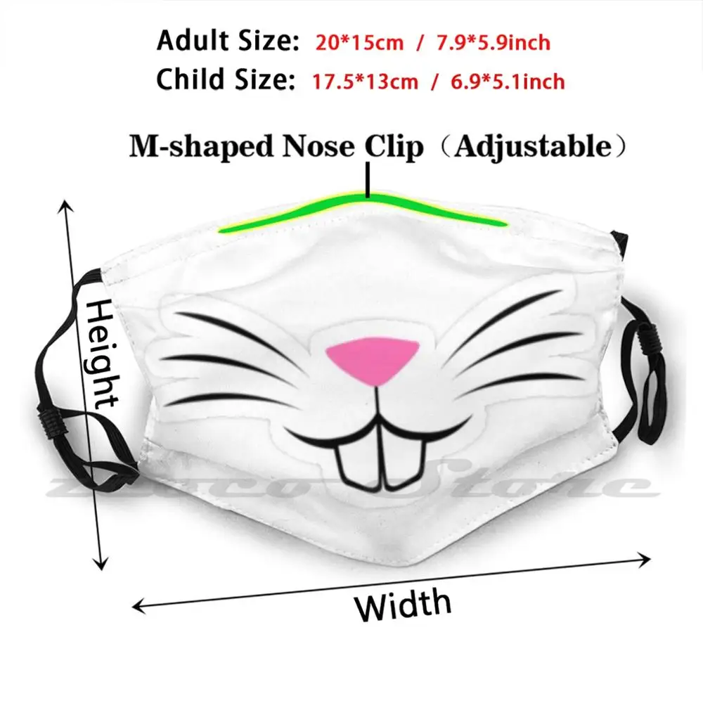 Bunny Face Mask Cloth Washable DIY Filter Pm2.5 Adult Kids Bunny Rabbit Rabbit Safety Bunny