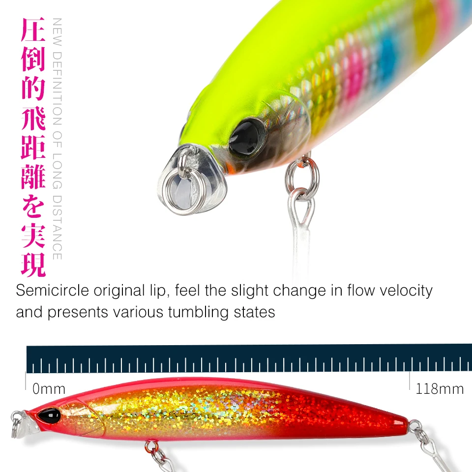 TSURINOYA 118F Minnow – Señuelo flotante 118mm 19g lubina costera
