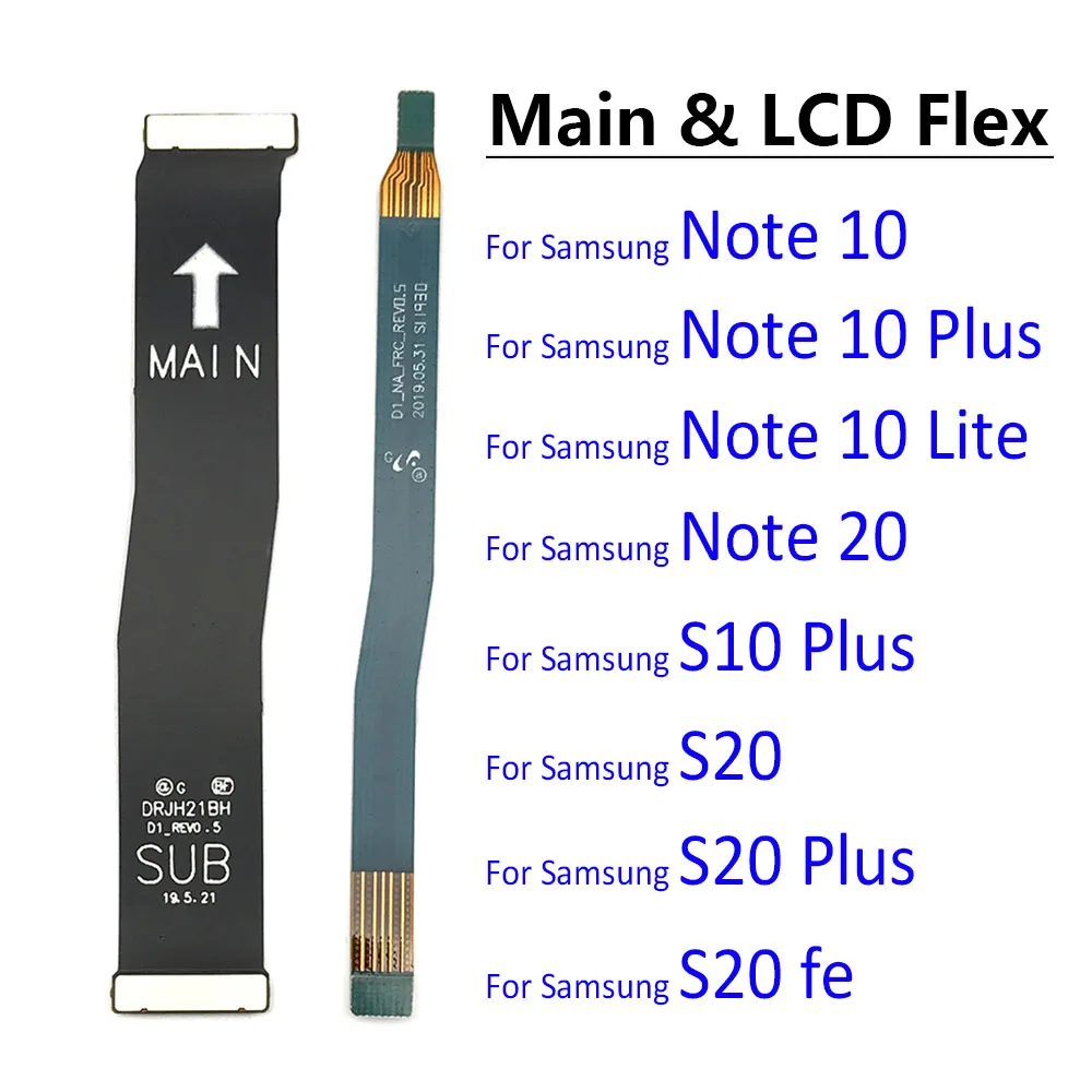 메인 플렉스 케이블, 삼성 노트 10 라이트, 노트 20, S10 플러스, S20 Fe 울트라, 노트 10 플러스, 5G 연결 메인보드에 LCD 스크린 리본