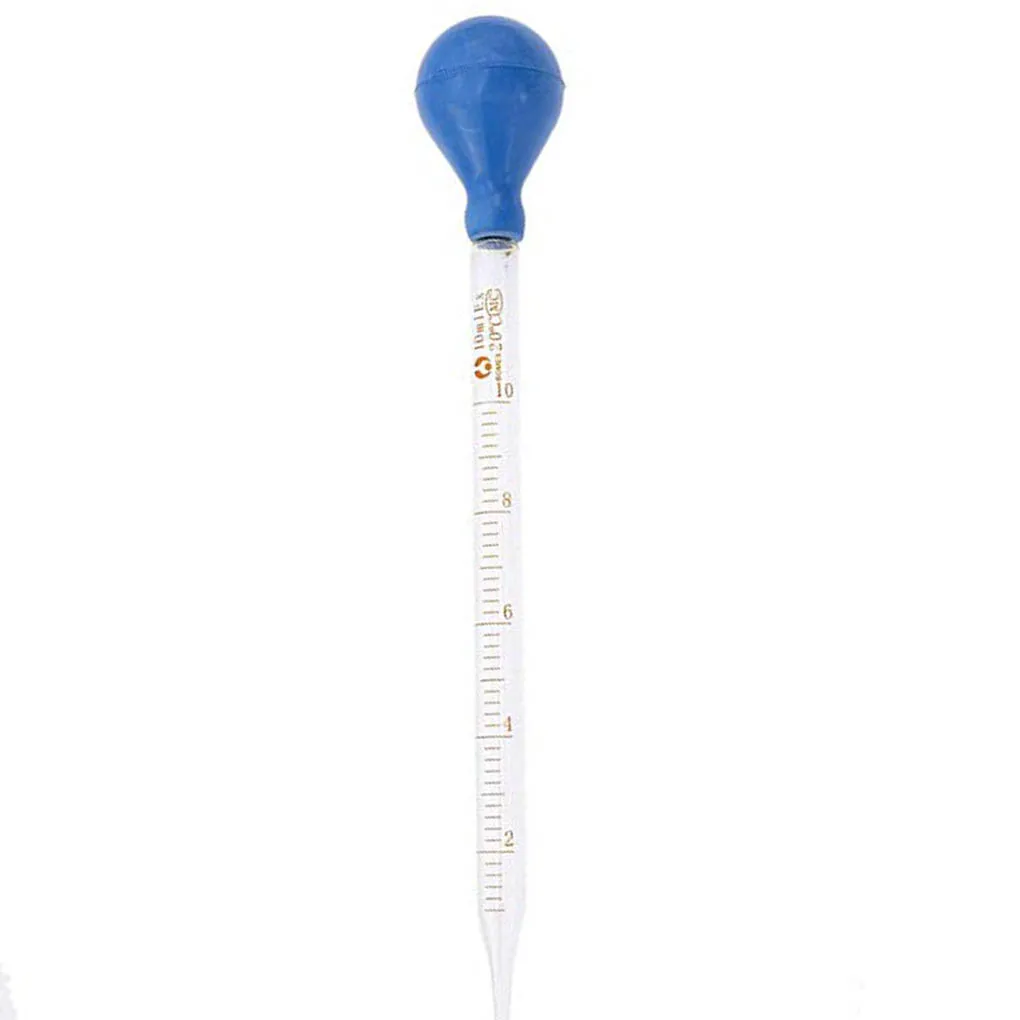 10ml Glass Scale Line Dropper Pipette School Lab Dropper Dropping Pipet Blue Rubber Head Pipettors