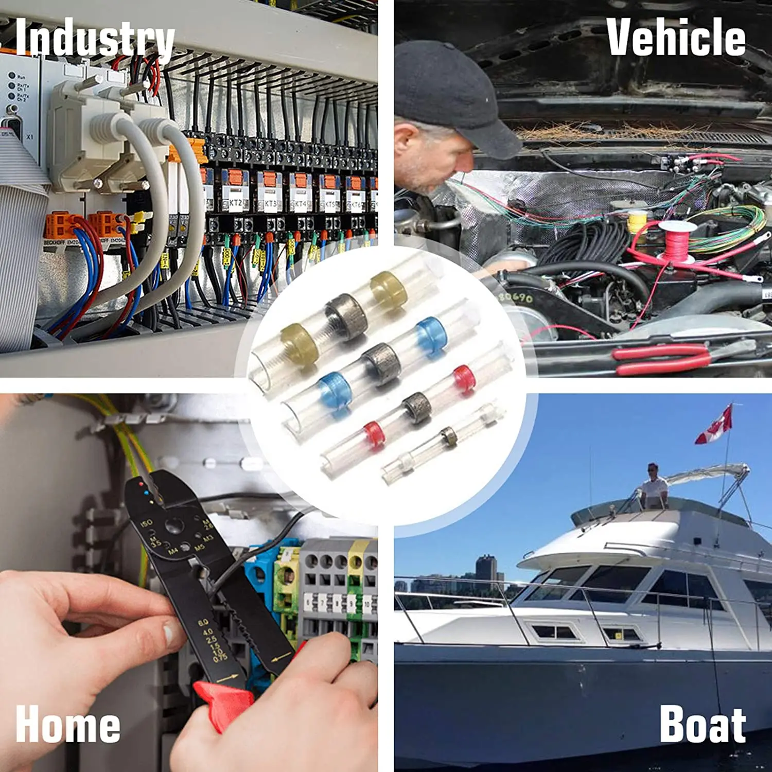 100pcWiring sharpener heat shrinkable solder ring wire connector and wire tube terminals docking
