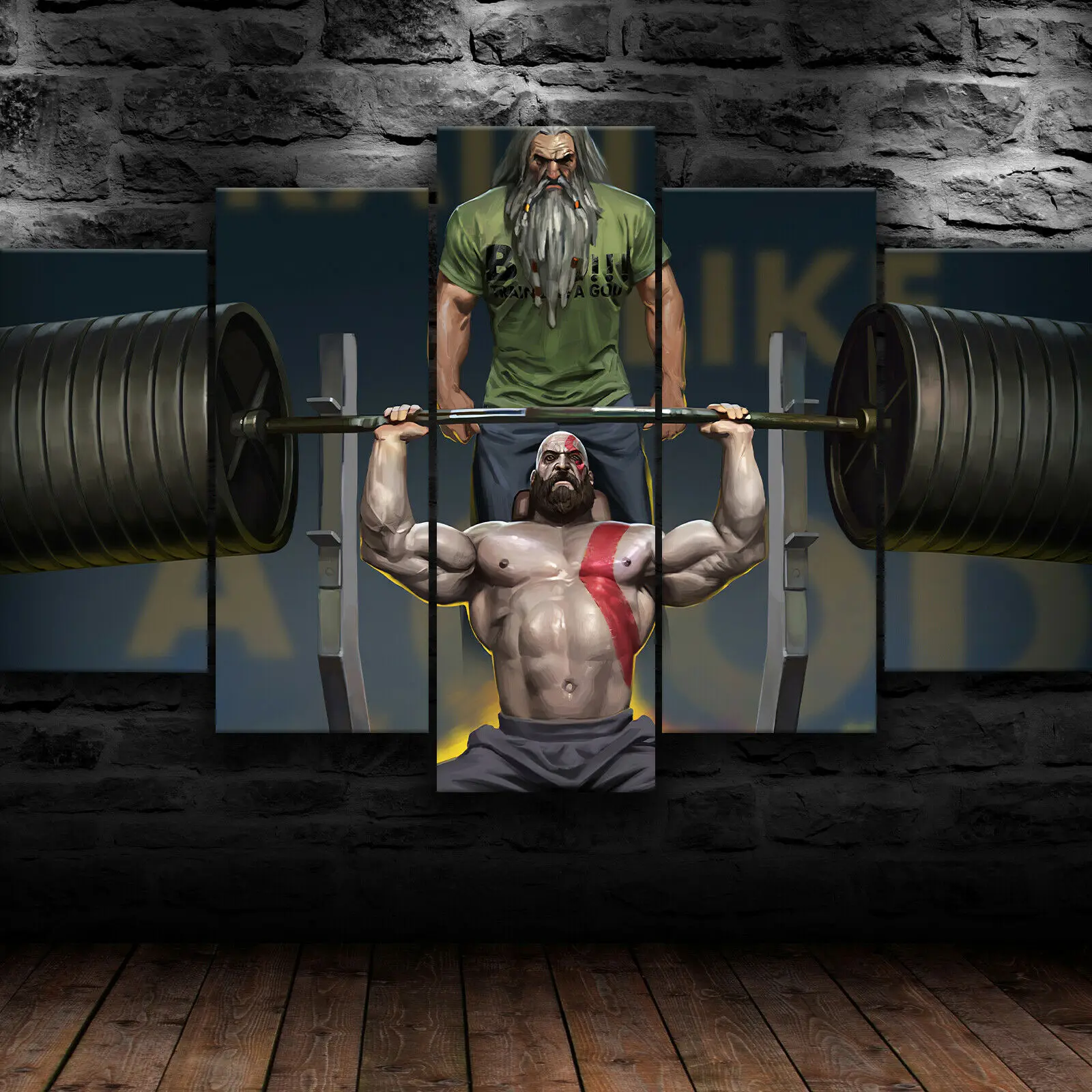 

No Framed Canvas 5Pcs Kratos Weight Lifting Funny GYM Wall Art Posters Pictures Home Decor Paintings Decorations