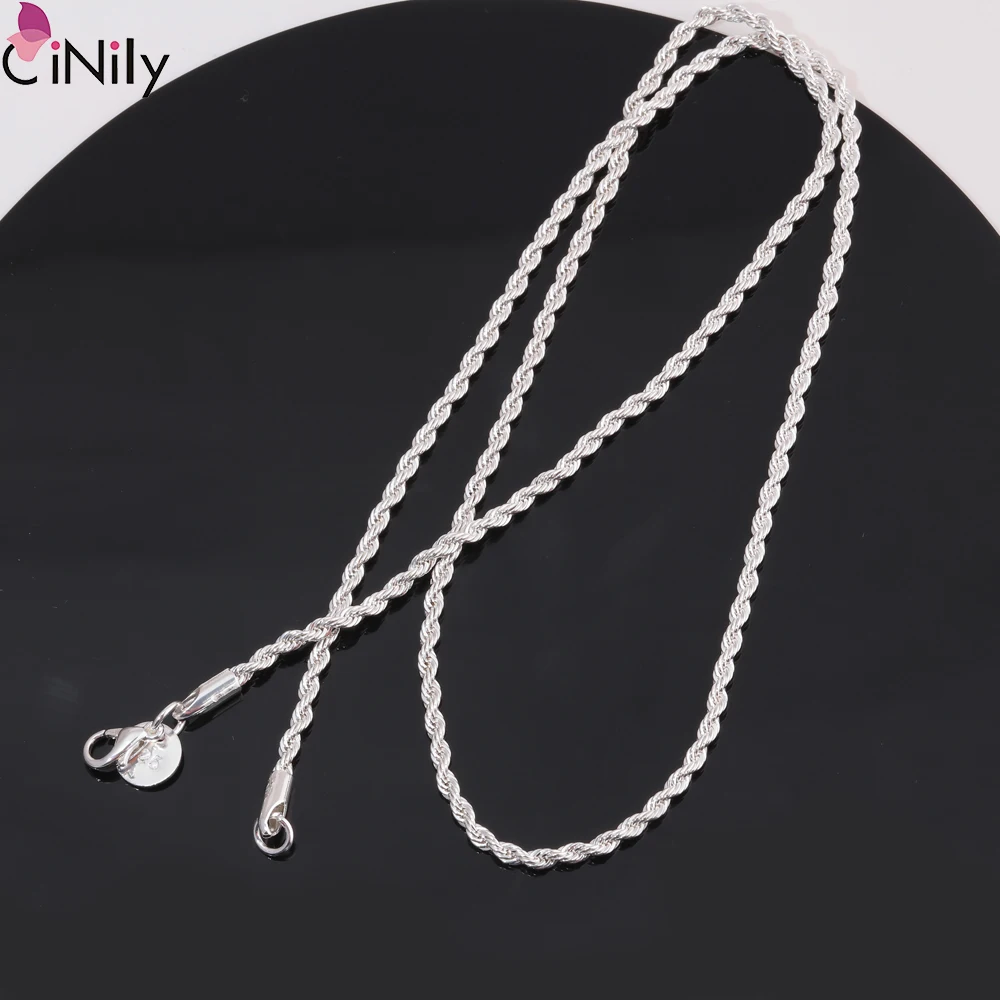 CiNily Minimalist Chain Necklace Silver Plated 5 Sizes Long Short Twisted Necklace Classic Fashion Jewelry Gifts for Man Woman