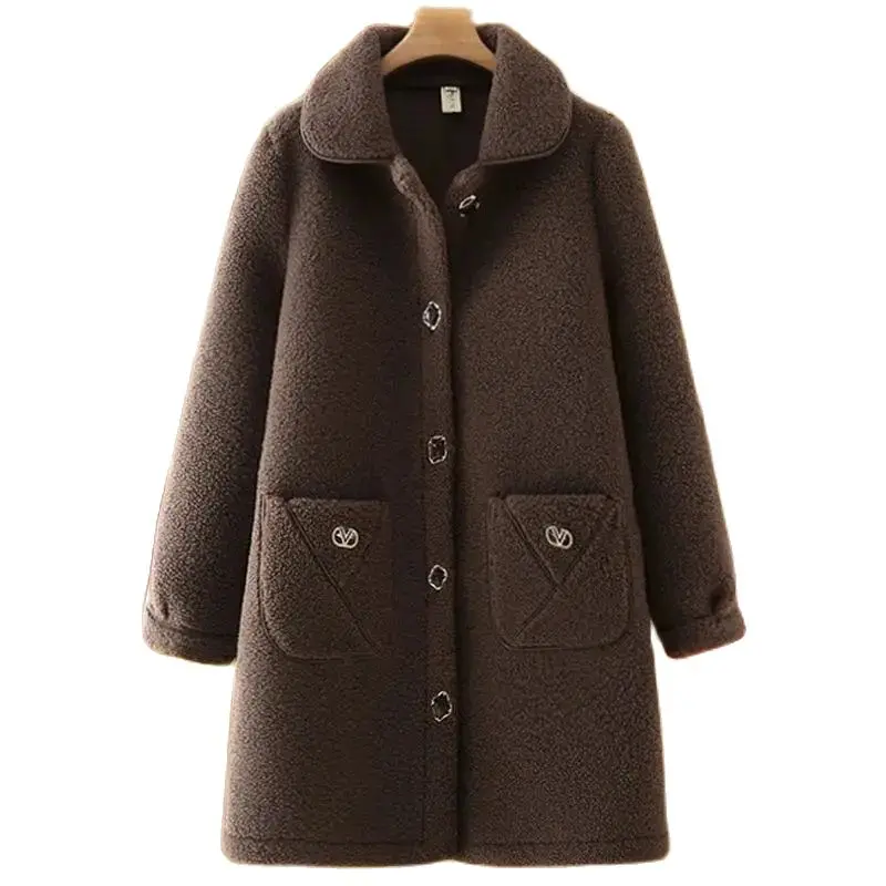 Middle-Aged Mother Jackets Women Winter New Fur Coat Plus Fertilizer Granular Velvet Jacket Female Mid-Length Outwear