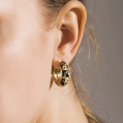 Vintage Bohemia Enamel Leaf Flower Circle Earrings for Women Fashion Wedding Party Samll Huggie Hoop Earrings Jewelry 2020 New