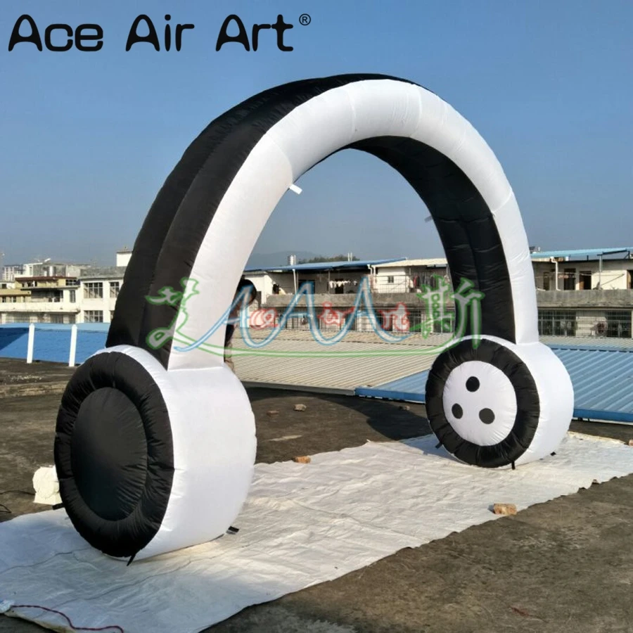 4.2m High 3m Width LargeInflatable Headphone Earphone Replicas Archway For Advertising/Music Events Decoration