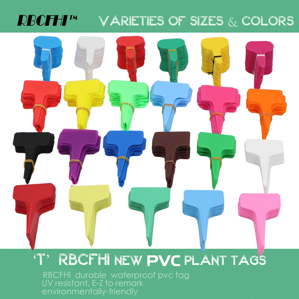 

RBCFHI 5x7cm 6x10cm T-Type Garden Plant Tags Colorful Waterproof Label Gardening Flowers Succulent Markers Bonsai Nursery Stake