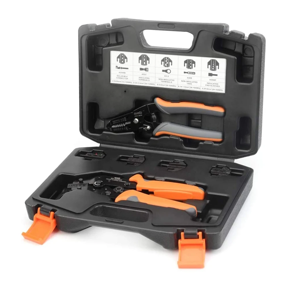 

SN Series Quick Changing Wire Crimper Tool Set Connectors Crimping Plier With 5 Dies(2546B/48B/02C/06WF/6) Multi Wire Strippers