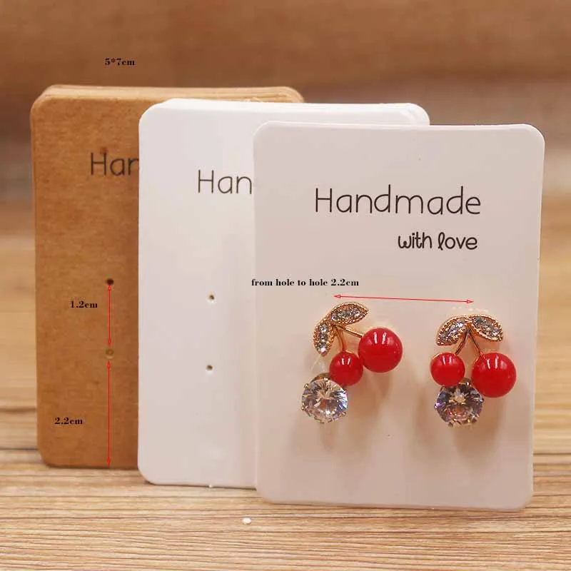 50pcPaper earrring Handmade style earring card 5x5cm/3x3cm /5x9cm /5x6.5cm /5x7cm brown /white DIY Jewelry package card