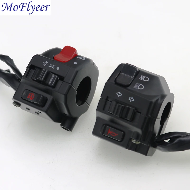 

MoFlyeer Motorcycle Handlebar Switch 7/8inch 22mm 1 Pair Headlight Control Turn Signal Horn Switches Control Switch Left & Right