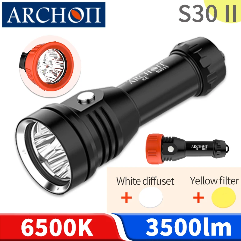 

S30 II 3500lumen diving flashlight Astigmatism filter diving light Underwater 100m diving lighting lamp HD video dive fill light