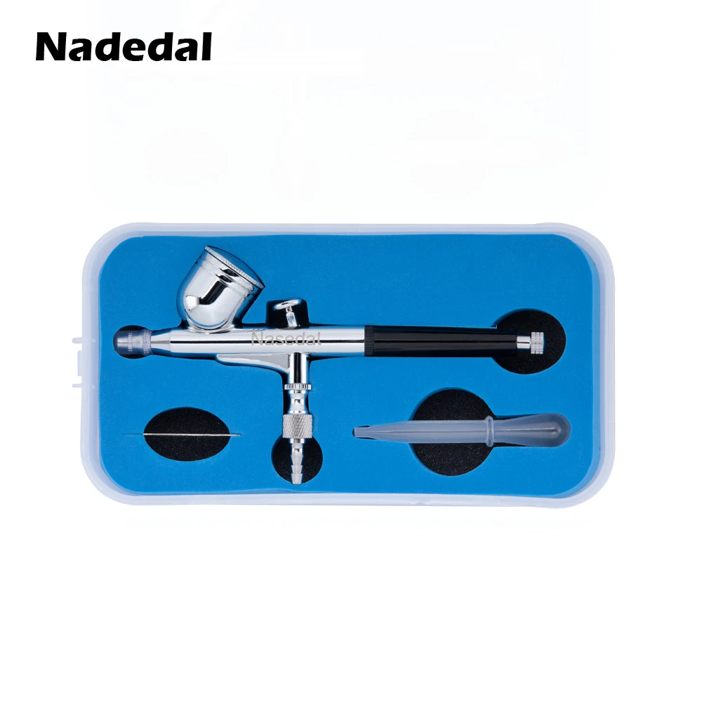 Nasedal 0.3MM 7CC Dual-Action Airbrush with Box Gravity Spray Gun Air Hose for Art Cake Nail Model Paint Spraying Hobby