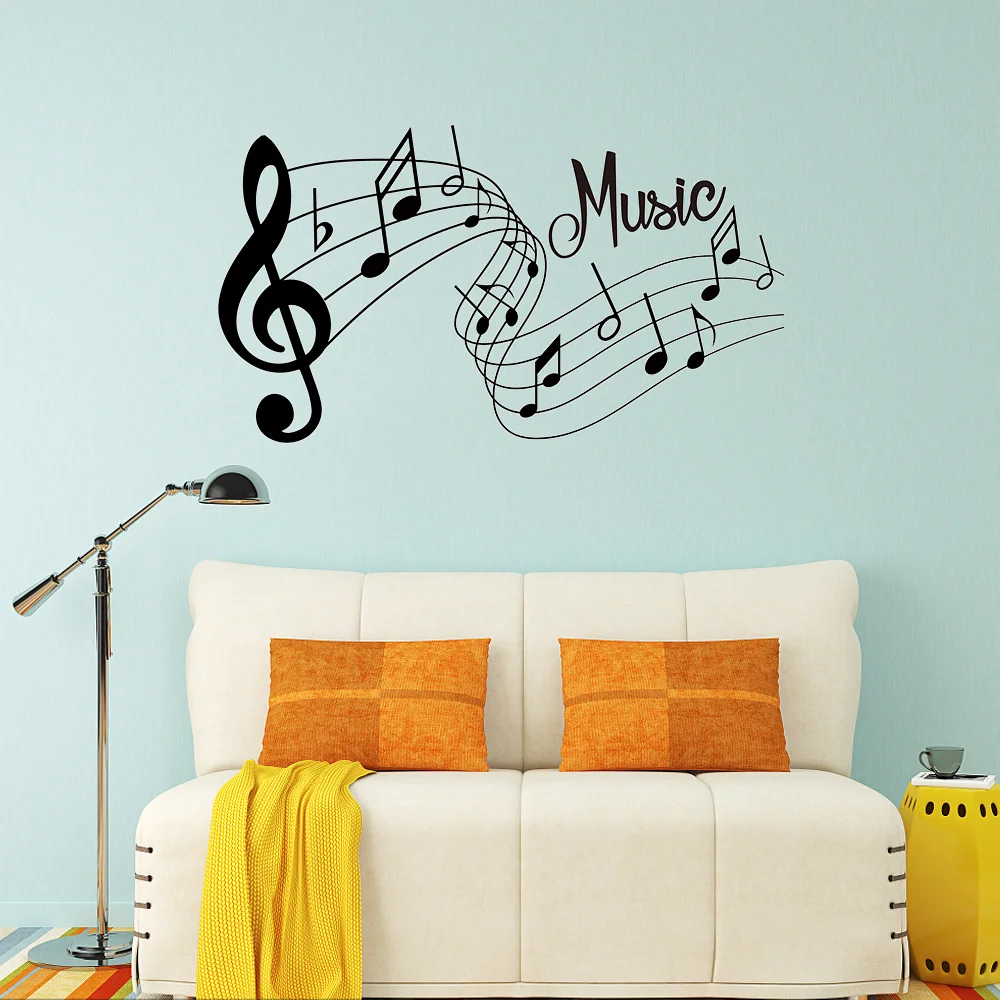 Fashion Melody Wall Sticker Music Songs Sound Notes Room Home Wall Decal Bedroom Office Decor Removable Music Sticker