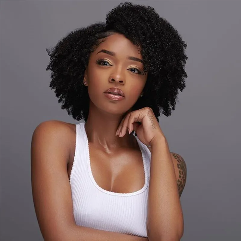 

Afro Kinky Curly U Part Wigs Human Hair For Women Brazilian Curly Hair Headband Wigs Real Human Hair Natural Remy Hair Wigs CARA