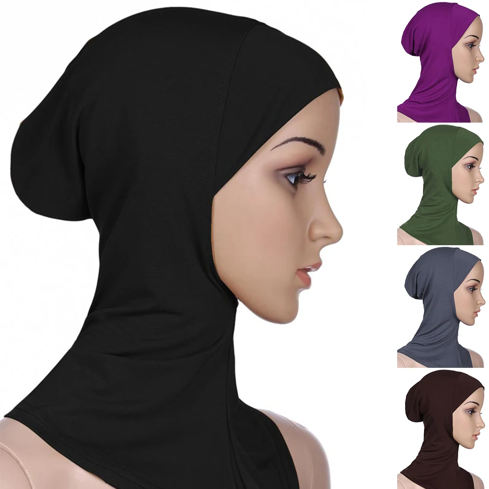 

Solid Color Women's Islamic Under Scarf Ready to Wear Muslim Full Cover Inner Hijab Caps Soft Female Muslim Head Turban Bonnet